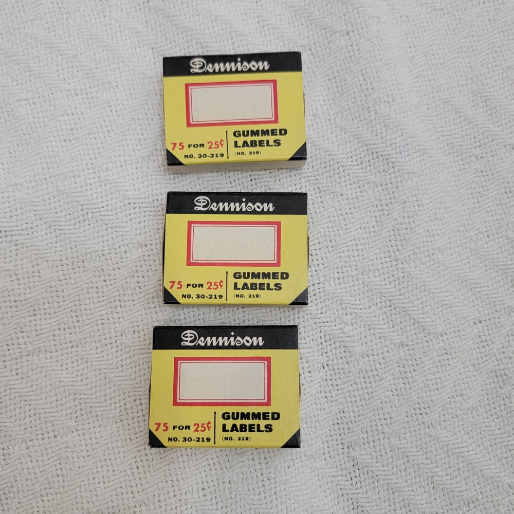VTG Dennison Gummed Labels No. 219 30-219 Red Border 3 Boxes‎ USA Full NEW